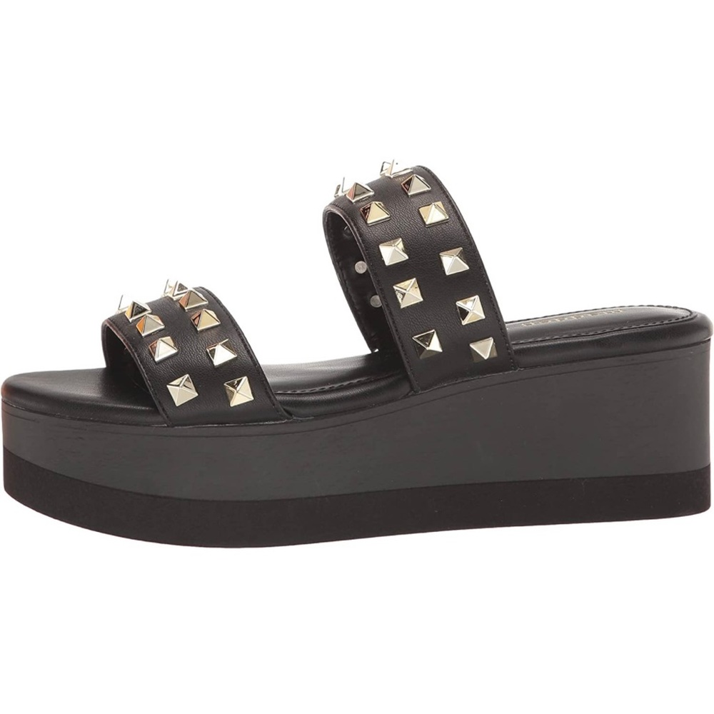 Women's Madden Girl Everett Platform Wedge Sandals Black Studded heeled 5, 5.5 6 - Picture 8 of 8